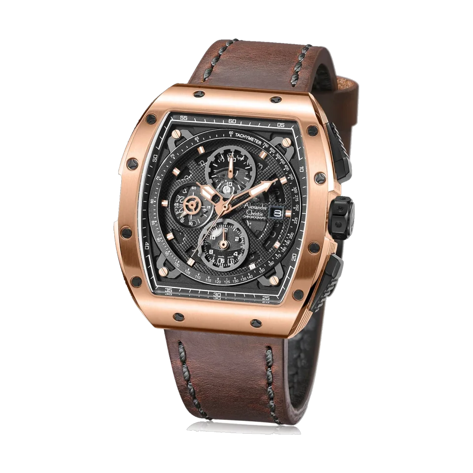 Alexandre Christie men’s chronograph watch with a 45 mm stainless steel case