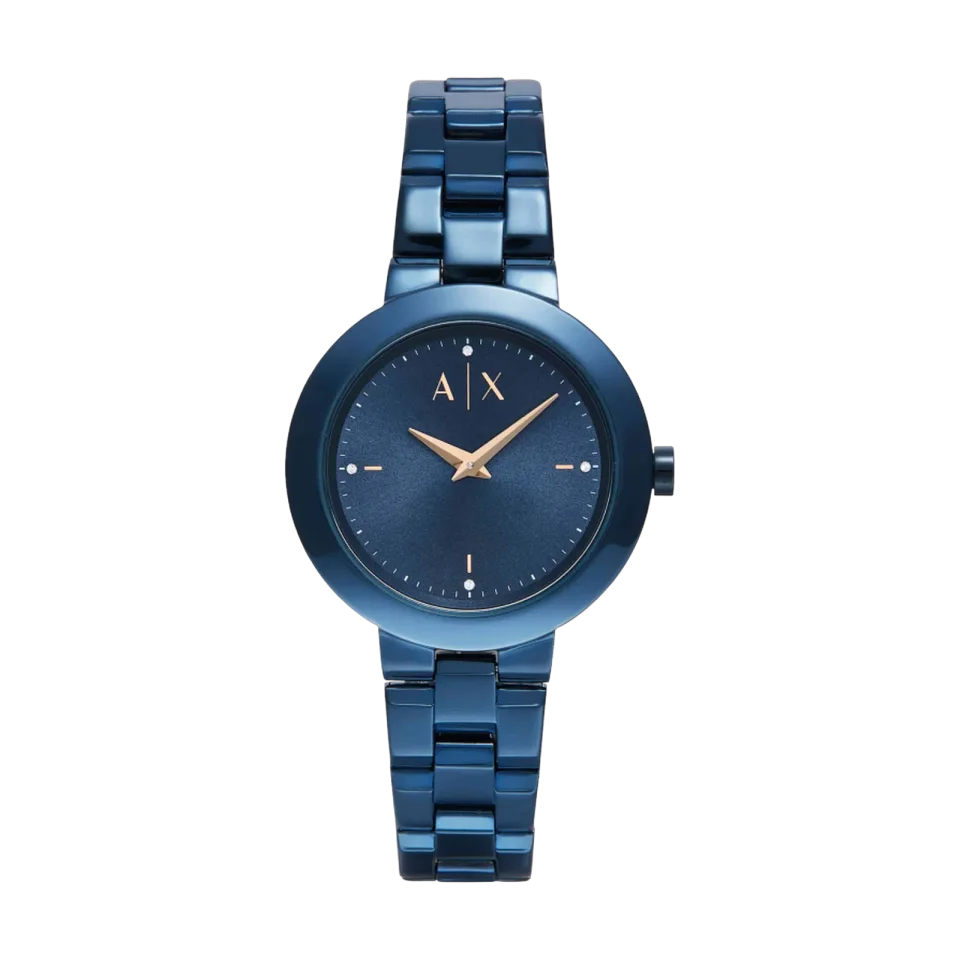 Armani Exchange AX5175 women’s watch with a blue dial and blue stainless steel bracelet