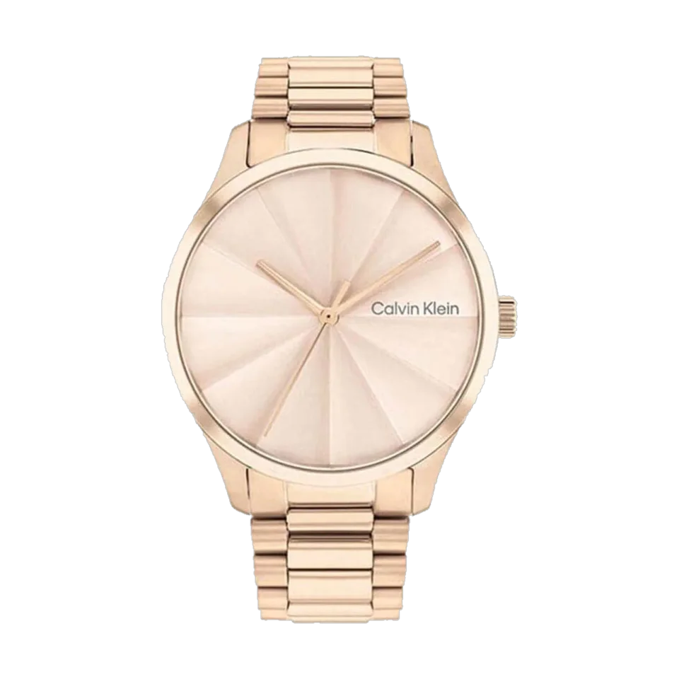 Calvin Klein women’s watch with a 32 mm case, rose gold dial and stainless steel bracelet