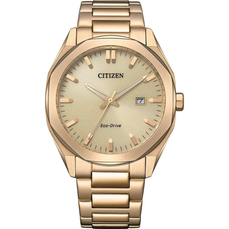 Citizen BM7603-82P men’s watch with gold dial and gold stainless steel bracelet.