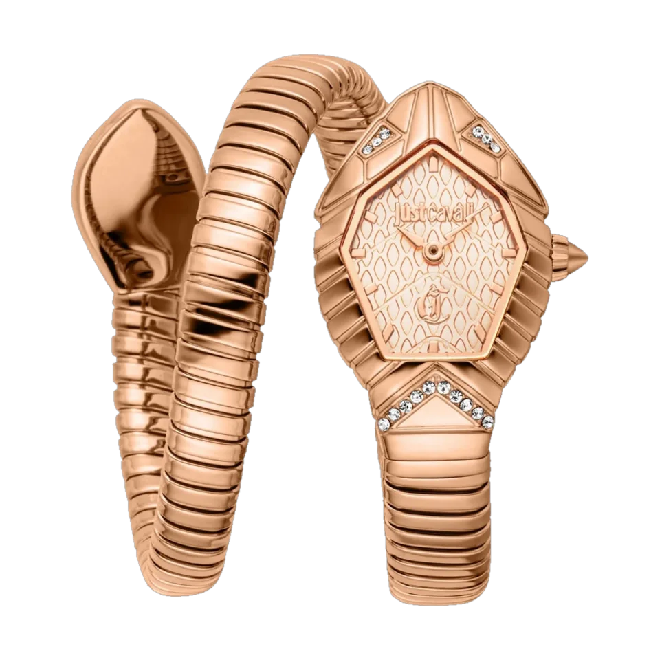 Rose gold JUST CAVALLI Speranza women’s watch with stainless steel case and bracelet.