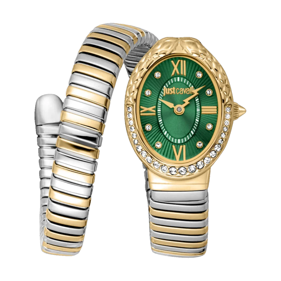 Women’s Just Cavalli Fiore Analog watch with a green dial and 31 mm case