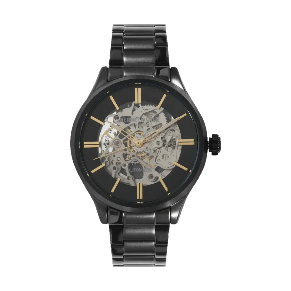 Kenneth Cole men’s automatic watch with black dial, metal strap and date display