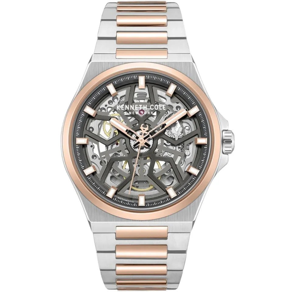 Kenneth Cole men’s automatic watch with gunmetal dial and bicolor stainless steel bracelet