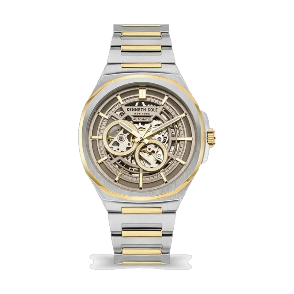 Kenneth Cole automatic men’s watch with grey dial, stainless steel case and multicoloured stainless steel bracelet