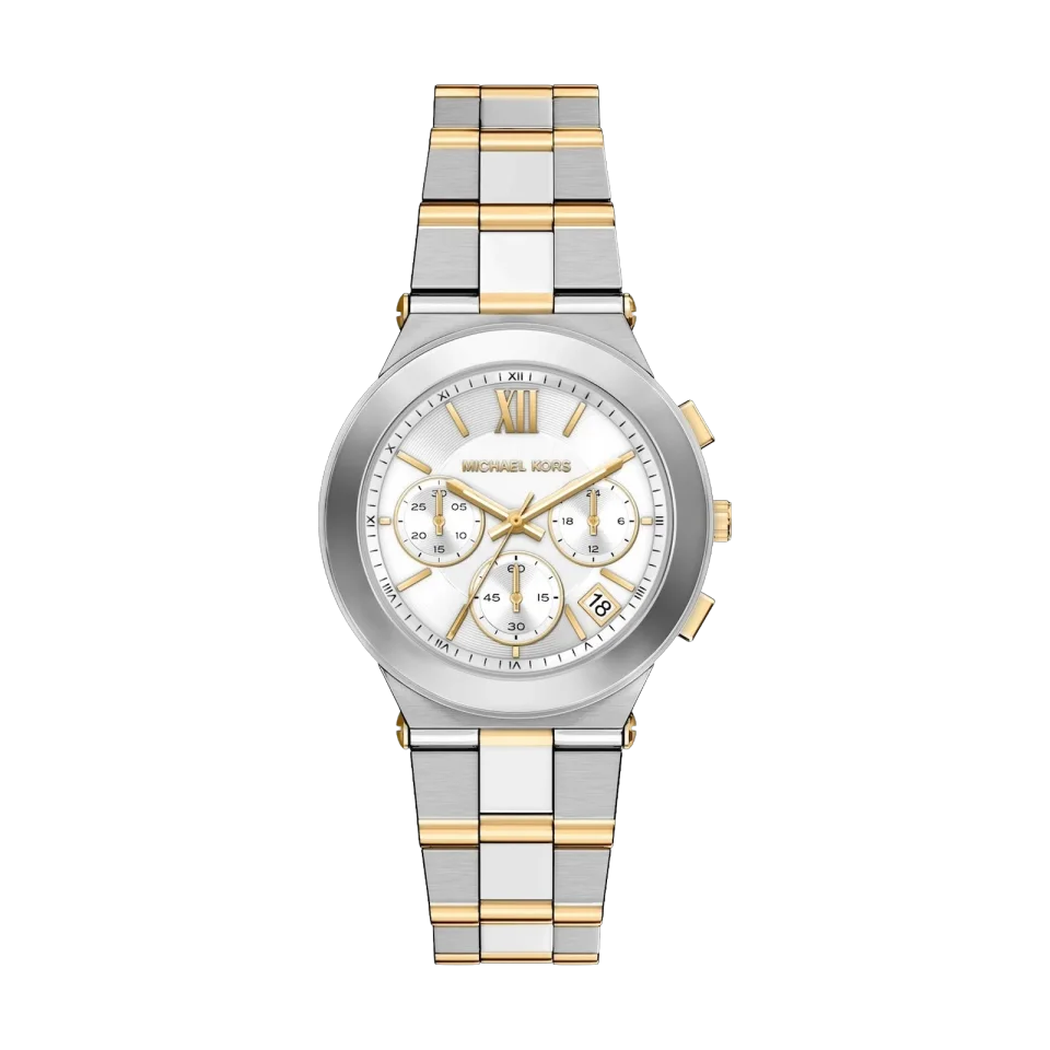 Michael Kors Billie MK7605 women’s watch with white dial and two-tone stainless steel bracelet
