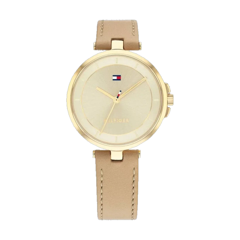 Tommy Hilfiger TH1782364 watch with beige dial, stainless steel case and brown leather strap