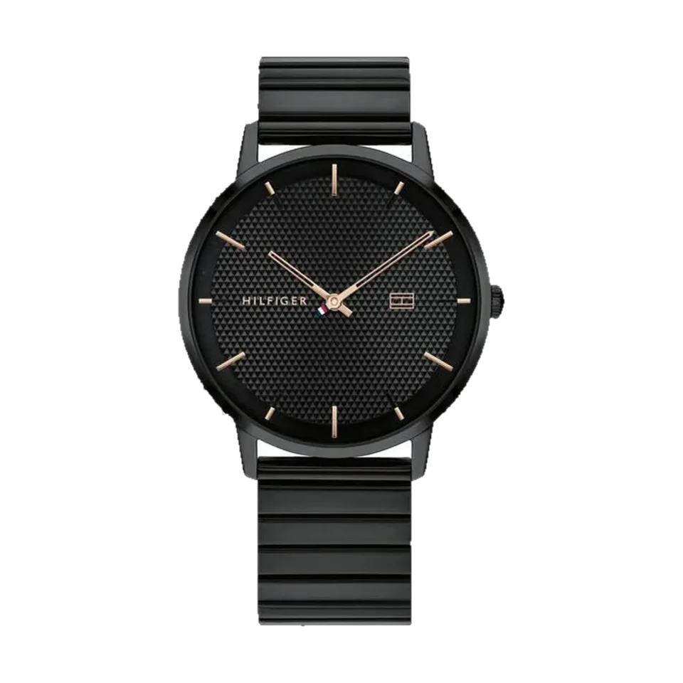 Tommy Hilfiger TH1791655 men’s chronograph watch with black alloy case and black alloy strap.